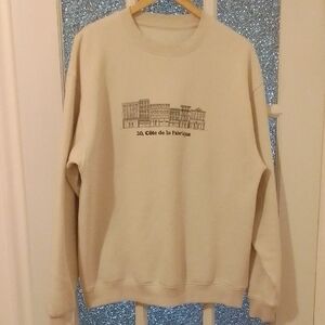 Women's Cream Graphic Crewneck Sweatshirt- Size M